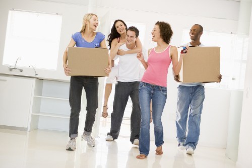 Packed boxes and furniture ready for a local house move