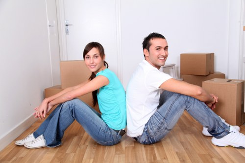 Packed boxes and furniture ready for transport during a Lewisham removal