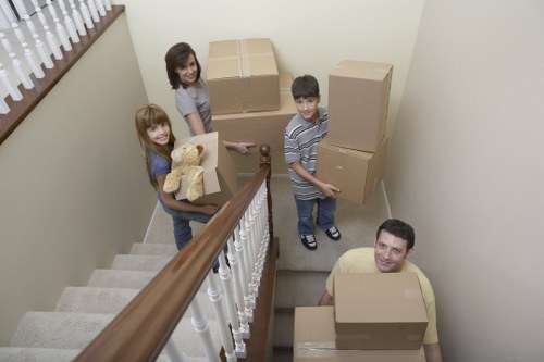 Boxes and furniture prepared for an apartment removal